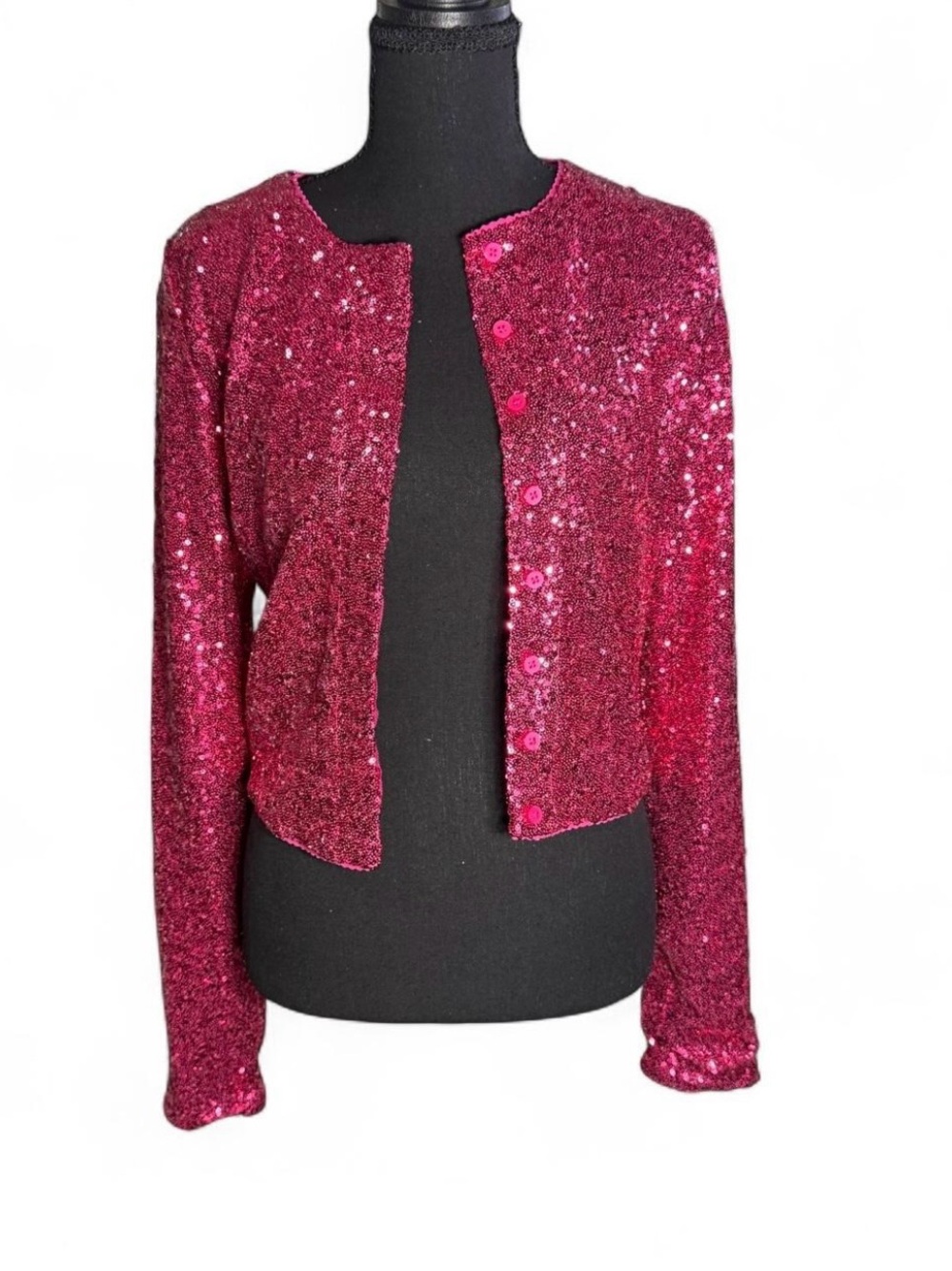 Good American Pink Sequin Long Sleeve Cardigan Top Sz M New With Tags
